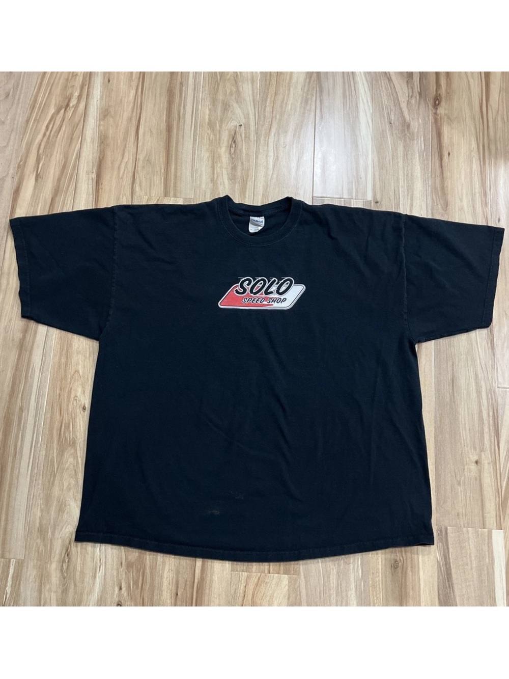 Gildan Black Crewneck Tee with Red & White Solo Logo
